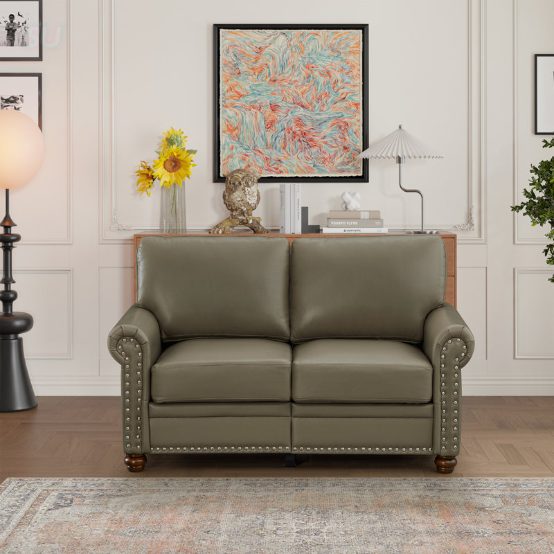 Living Room Faux Leather Sofa Loveseat With Sturdy Frame And Comfortable High-Elastic Cushions, Gray