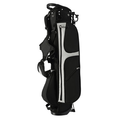 Sac de golf pour club avec sac à bandoulière portatif avec sangle d'épaule réglable à 3 voies et sac de club de golf autoportant à 5 poches pour adultes et Juniors (noir et blanc)
