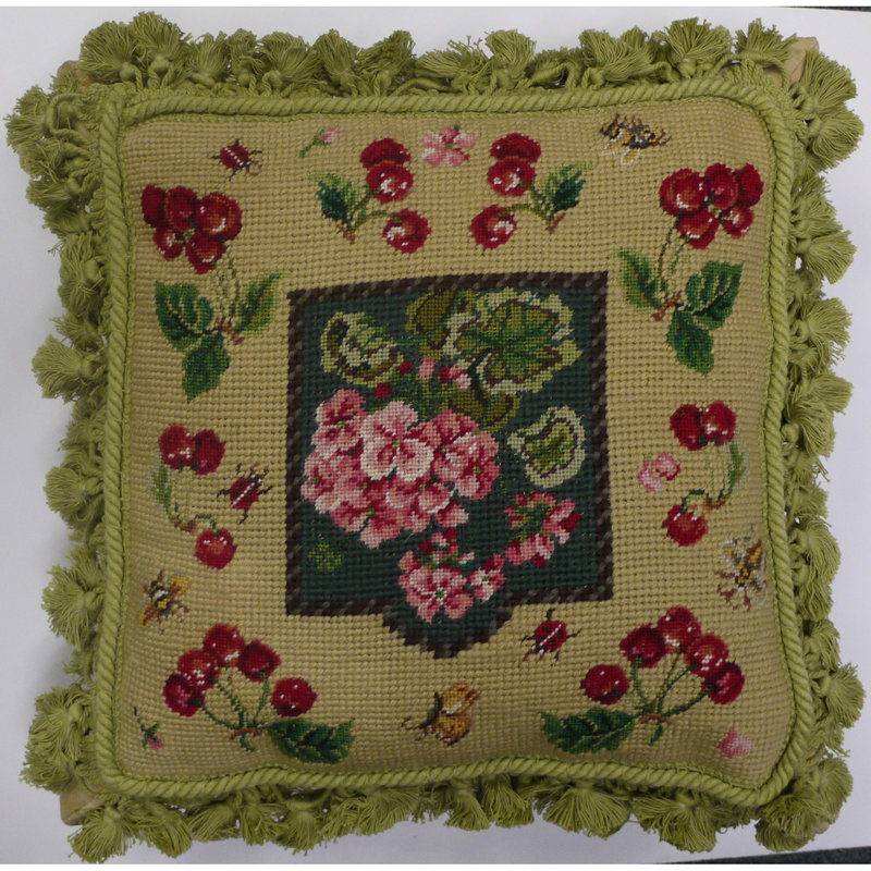Cherries Needlepoint Pillow