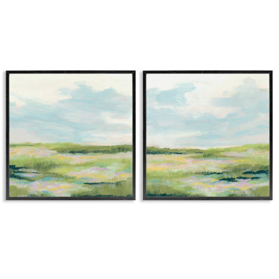  «Pastel Meadow Under Blue Sky», ensemble de 2 estampes numériques par June Erica Vess