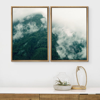 «Fog Over The Green Forest Valley Nature Rustic Landscape», impression sur toile, 2 pièces
