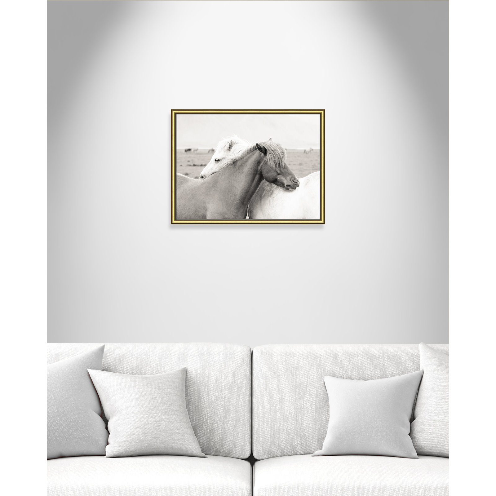 Melanie "Icelandic Meadow Horses" Print, 18.25" H x 24.25" W x 0.88" D, Gold Framed