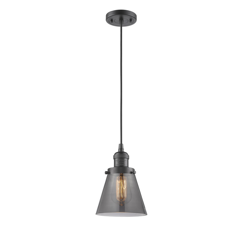 Luminaire suspendu conique à 1 lumière Parkview, H 9,13 po x l 6,25 po x P 6,25 po, Fumée, Bronze huilé