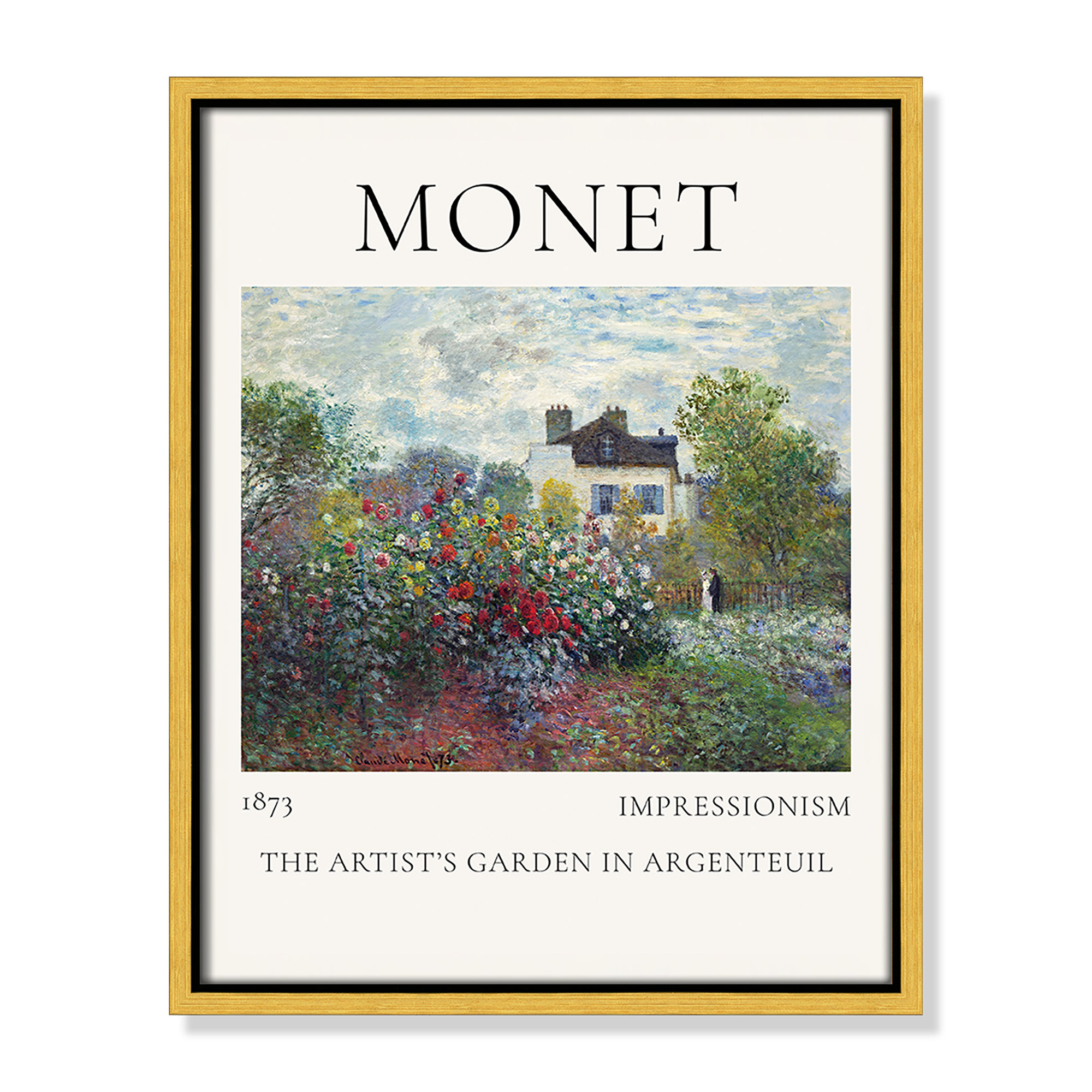 Artists Garden in Argenteuil Print by Claude Monet, 15.5" H x 12.5" W x 2" D, No, Gold Floater Frame