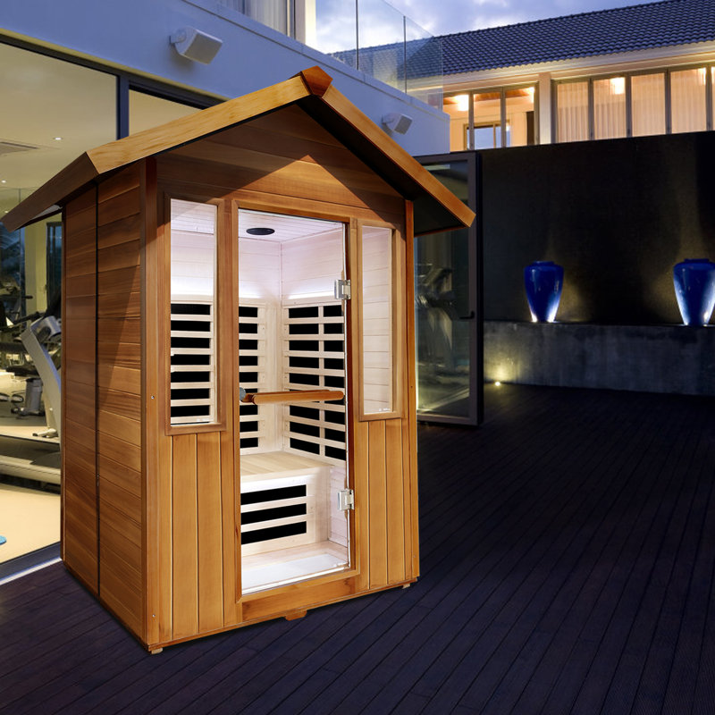 Outdoor Sauna Far Infrared Saunas App Control  Red Cedar and Hemlock 1800W Low-EMF for Two Person