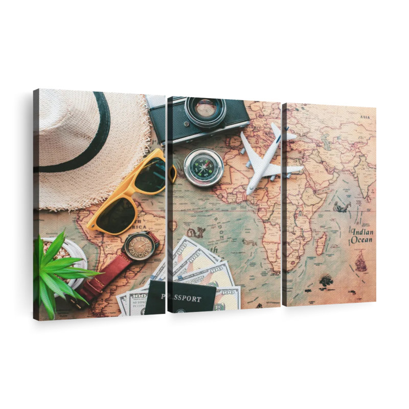 «Travel Wall Art» sur toile, H 32 po x l 50 po x P 1,25 po