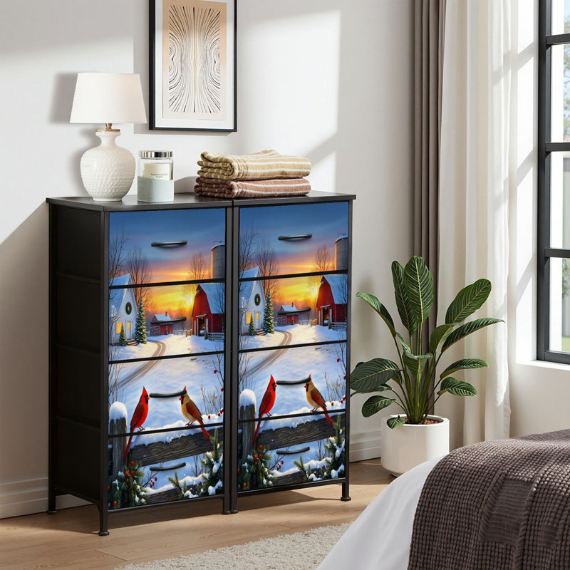 4 Drawer Dresser for Bedroom, Narrow Chest of Drawers, Wooden Top and Study Iron Frame 18"x37.5"-(WxH)