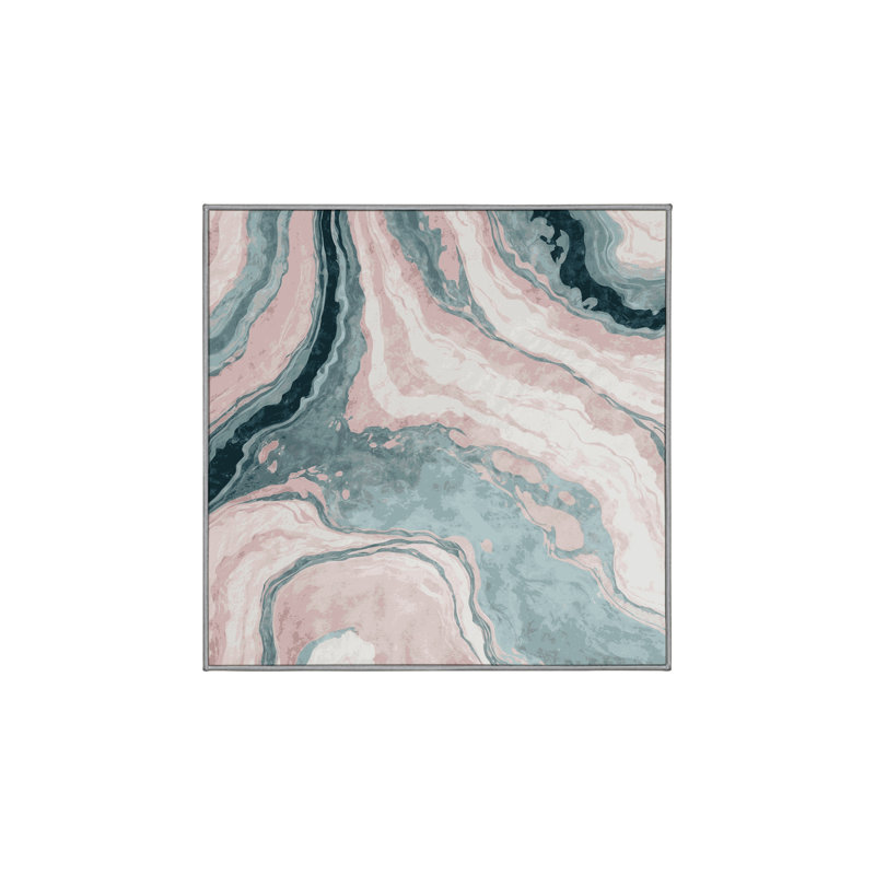 Machine Washable Gray Area Rug, Square 5'