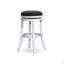 Tabouret 30 ", finition blanche, siège en tissu gris anthracite