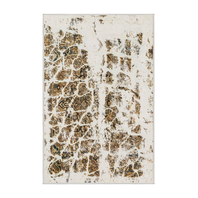 Tapis jaune vert en laine Power Loom, Rectangle 3 pi x 5 pi