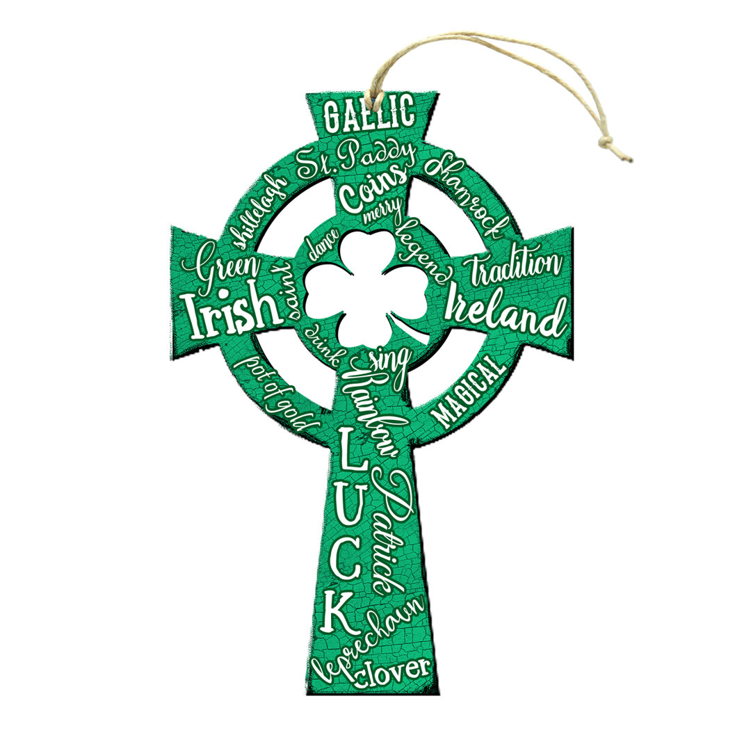 Irish Luck Cross Shaped Rustic Wooden Ornaments (Set of 3) The Holiday Aisle® Attachment 