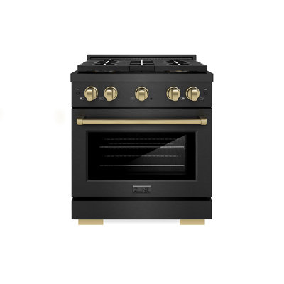 ZLINE 30 in. Paramount Gas Range with 4 Burner DuoPro Cooktop in Black Satin Stainless Steel