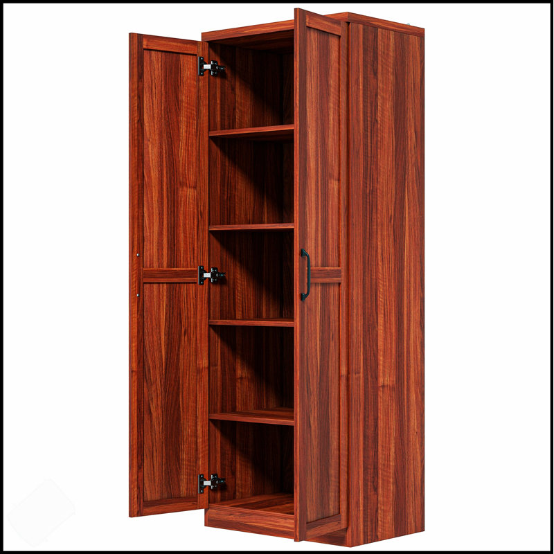 Garde-manger autoportant à 2 portes avec tablettes à 5 niveaux et tablettes réglables, idéal pour le rangement organisé et l'esthétique moderne
