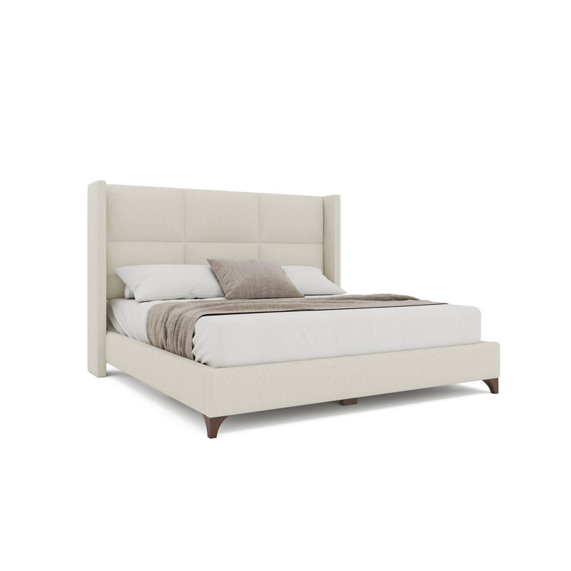 Lit carré tapissier Megan, Revolution® blanc cassé, Très grand