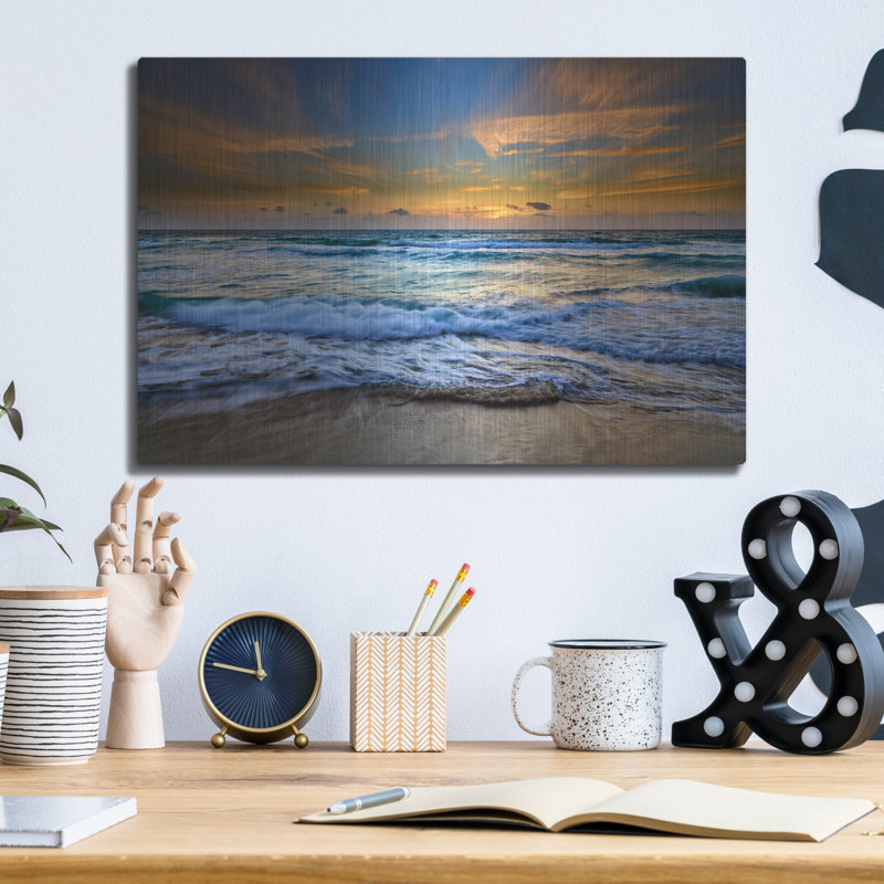 Mur en métal Dovecove «Sunrise On South Beach Iii» par Rick Berk, H 12 po x l 16 po