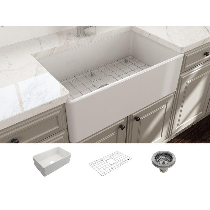 30'' L Kitchen Sink, Glossy White