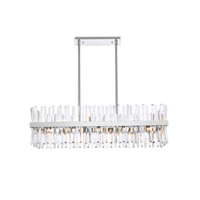 Athol Metal Linear Chandelier with Crystal Accents