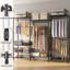 Heavy Duty Clothes Rack, Freestanding Garment Rack with 4 Hanging Rods & 2 Wire Baskets, Large Size Clothing Rack with Adjustable Wire Shelves