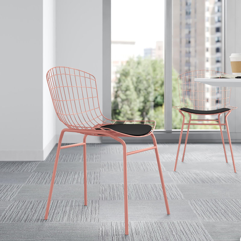 Chaise d'appoint en métal Brendale, Noir, Rose rose doré, 1