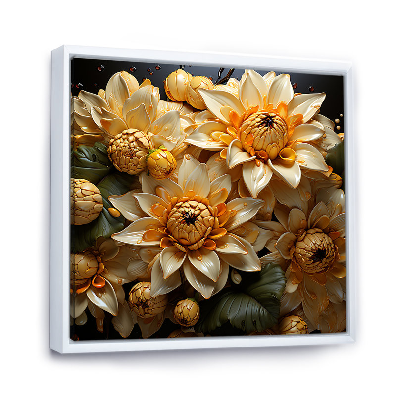 Tournesols avec abat-jour, Cadre flottant blanc, H 24 po x l 24 po x P 1 po