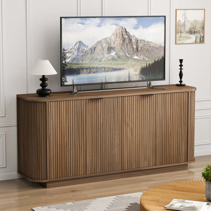 Buffet de rangement ondulé avec portes doubles et tablettes réglables