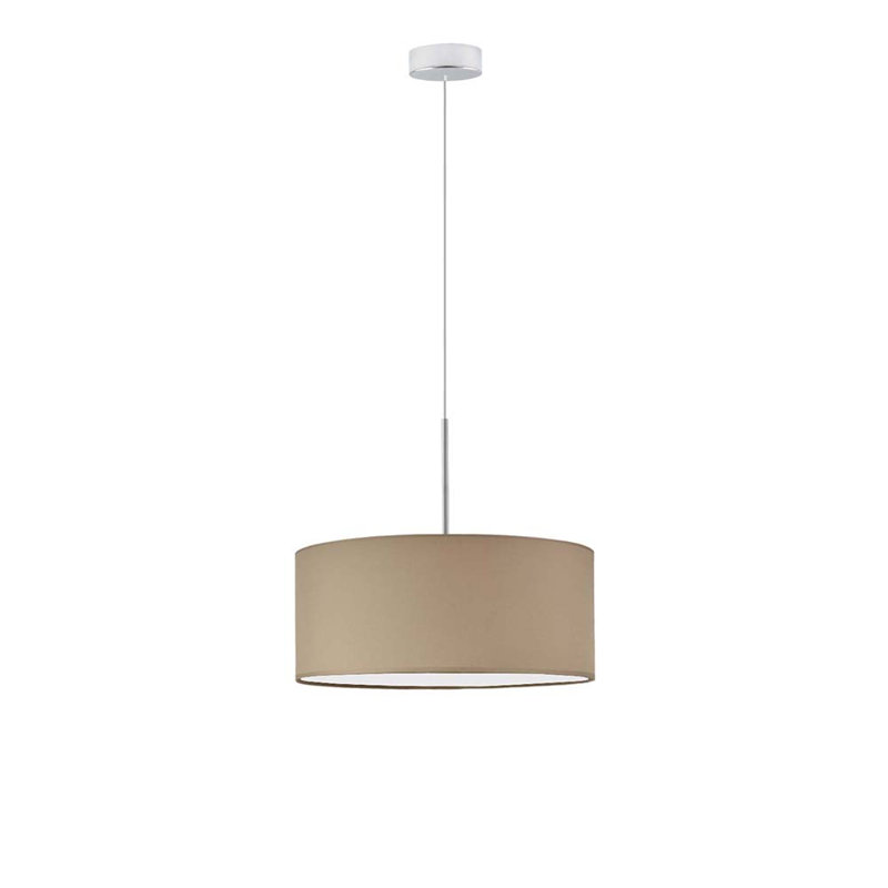 Aubryn 3 - Light Drum Pendant, Beige, Chrome, 120cm H x 40cm W x 40cm D