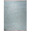 Blue Hand-Knotted Wool Open Zigzags Geometric Modern Contemporary Carpet Rug