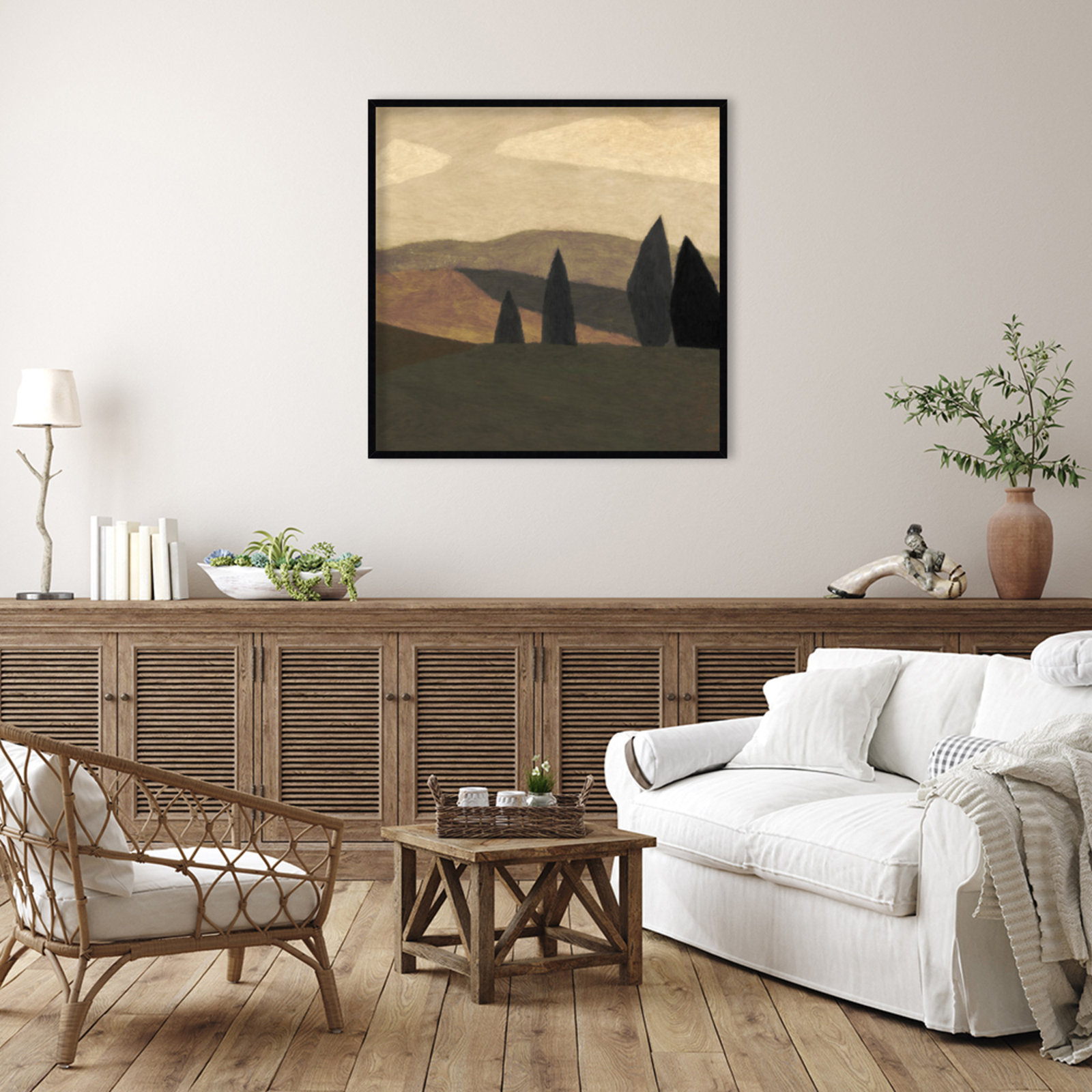 Paysage 2 by Dan Hobday Wood Framed Wall Art Print, Black, 41" H x 41" W