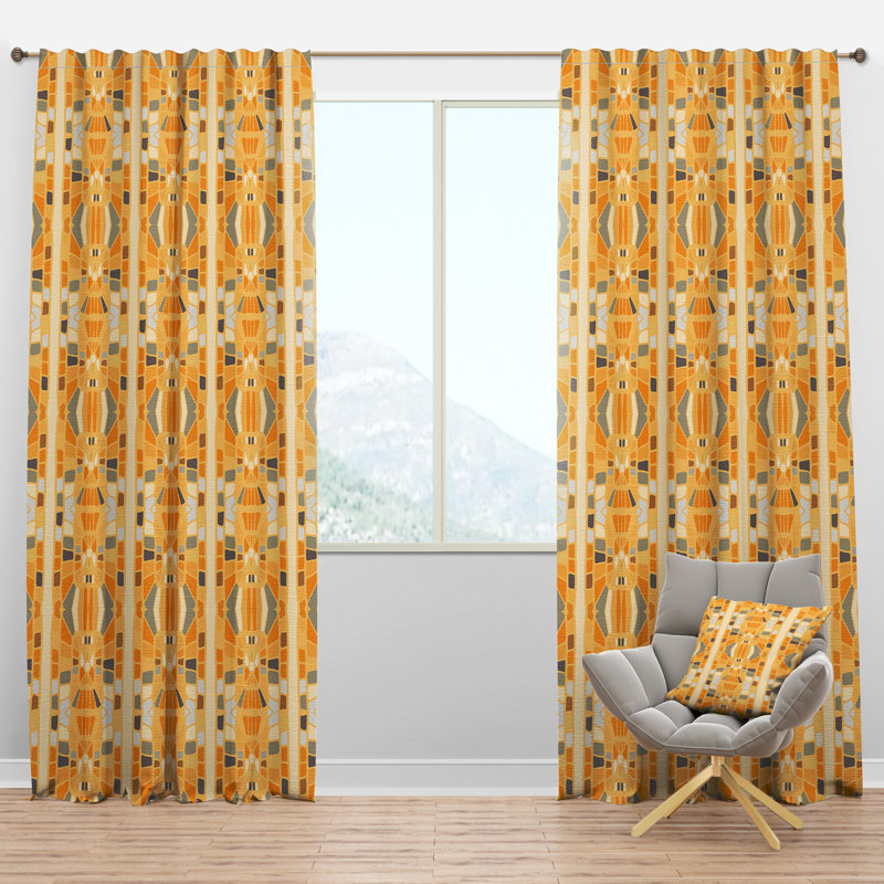 Retro Geometrical Abstract II - Geometric Curtain - Velvet Room darkening - 1 panel, 52"W x 90"H