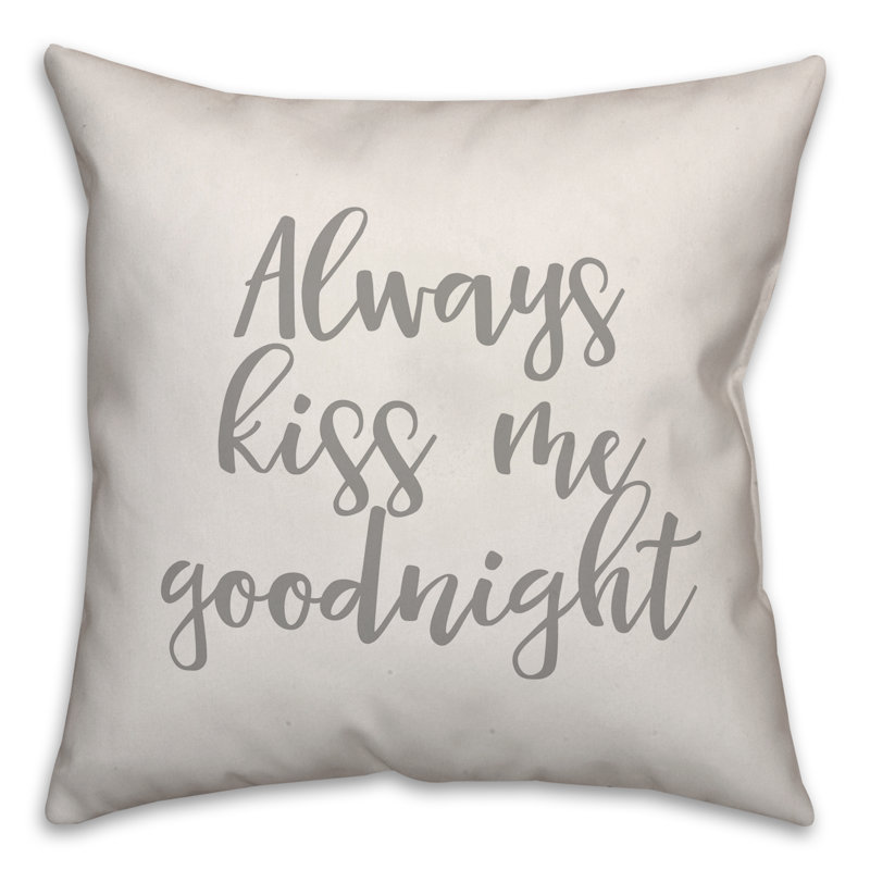  Coussin décoratif Always Kiss Me Goodnight, Coussin et housse de coussin, Blanc