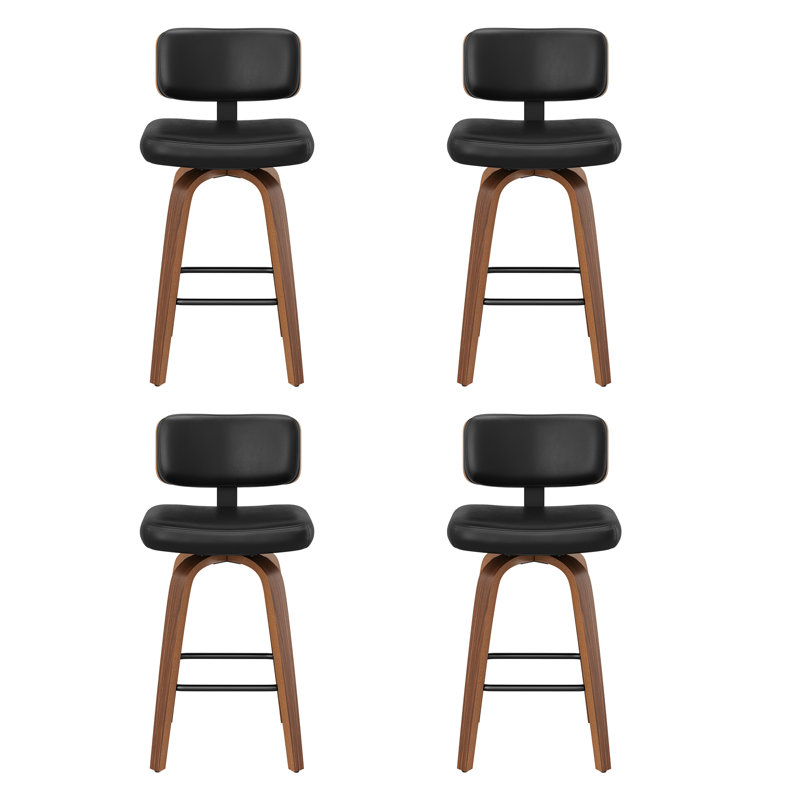 Tabouret de bar et de comptoir pivotant en cuir Derek, Similicuir noir / cadre noir brun
