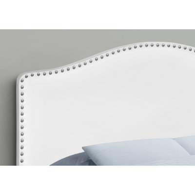 White Leather-Like Upholstered Headboard For Full Bedroom Ambiance With Faux Leather Charm