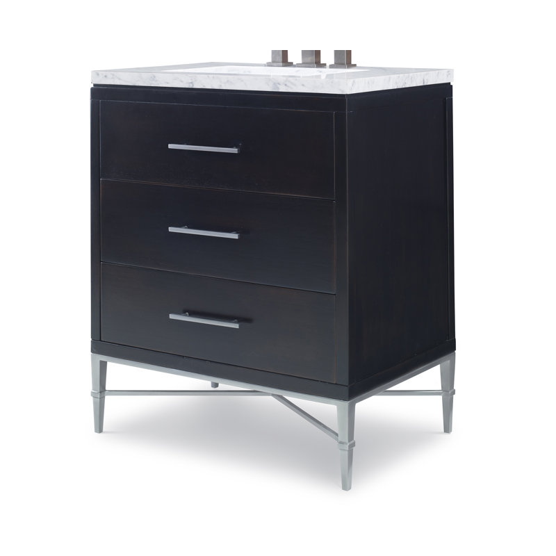 Benton 30'' Black-Brown Mahogany Bathroom Vanity with Marble Top