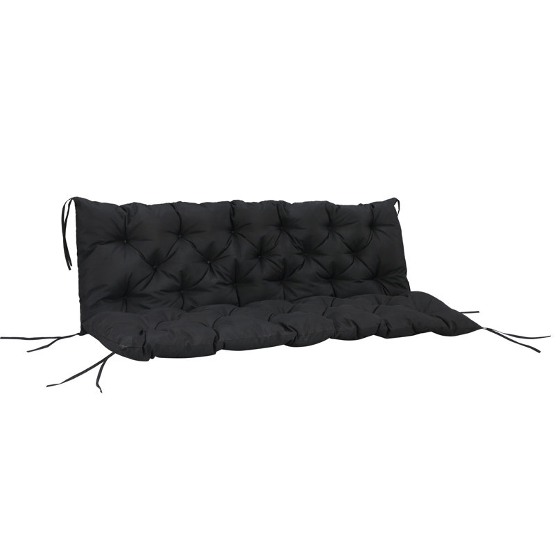 Outdoor Seat Cushion Set Outdoor 3.25'' Bench Seat / Back Cushion, Black