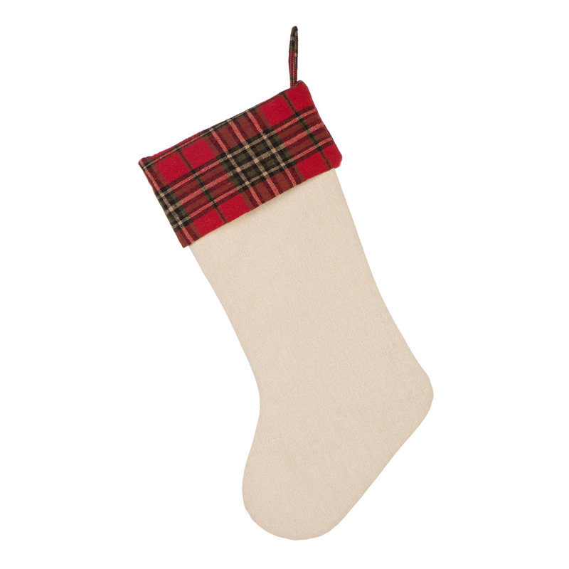 Chaussette de Noël en lin brodé 21 po L - Camion rouge