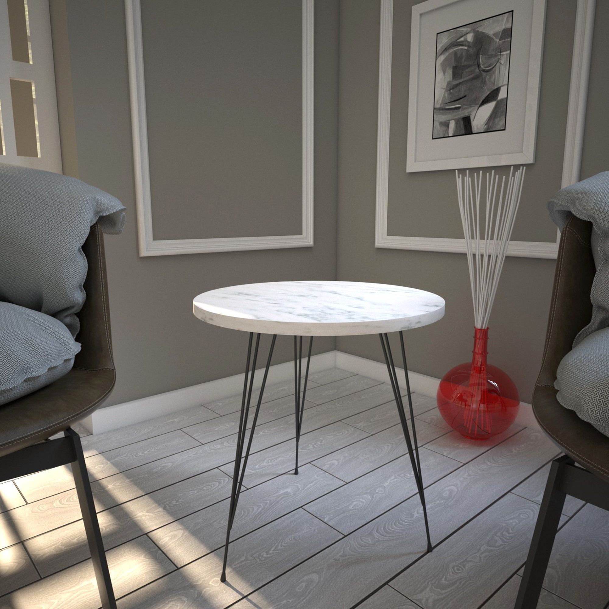 Orren Ellis Sandalf End Table With Metal Leg - White Marble | Wayfair