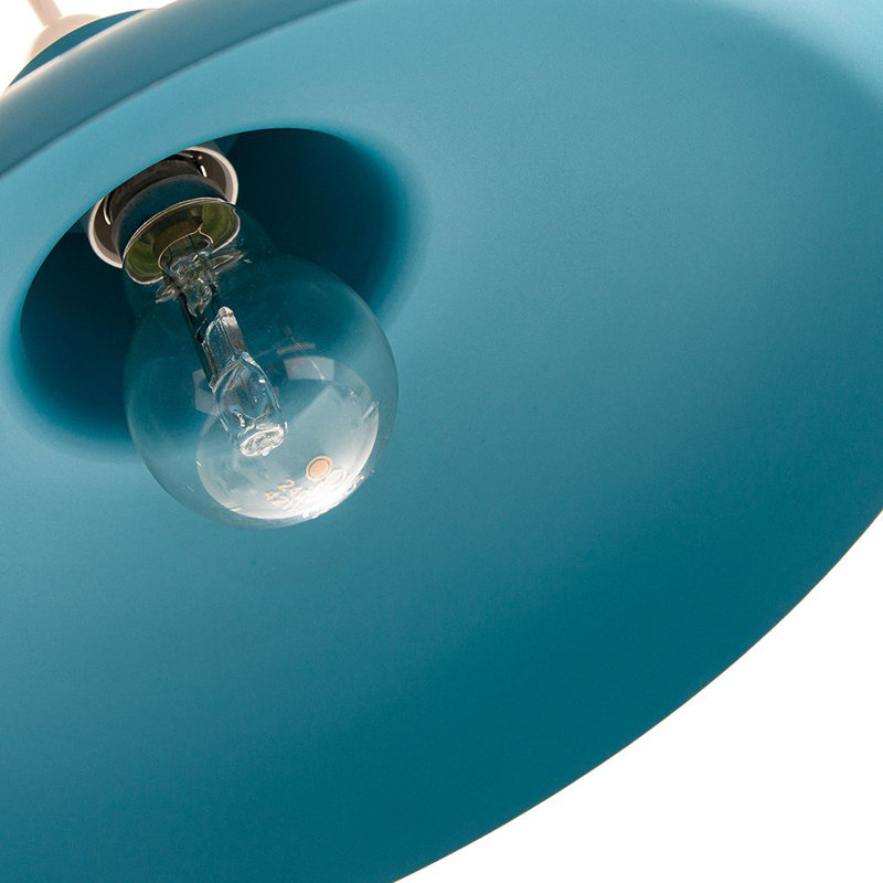 Industrial Retro Designed Matt Curved Ceiling Pendant Light Shade, Teal