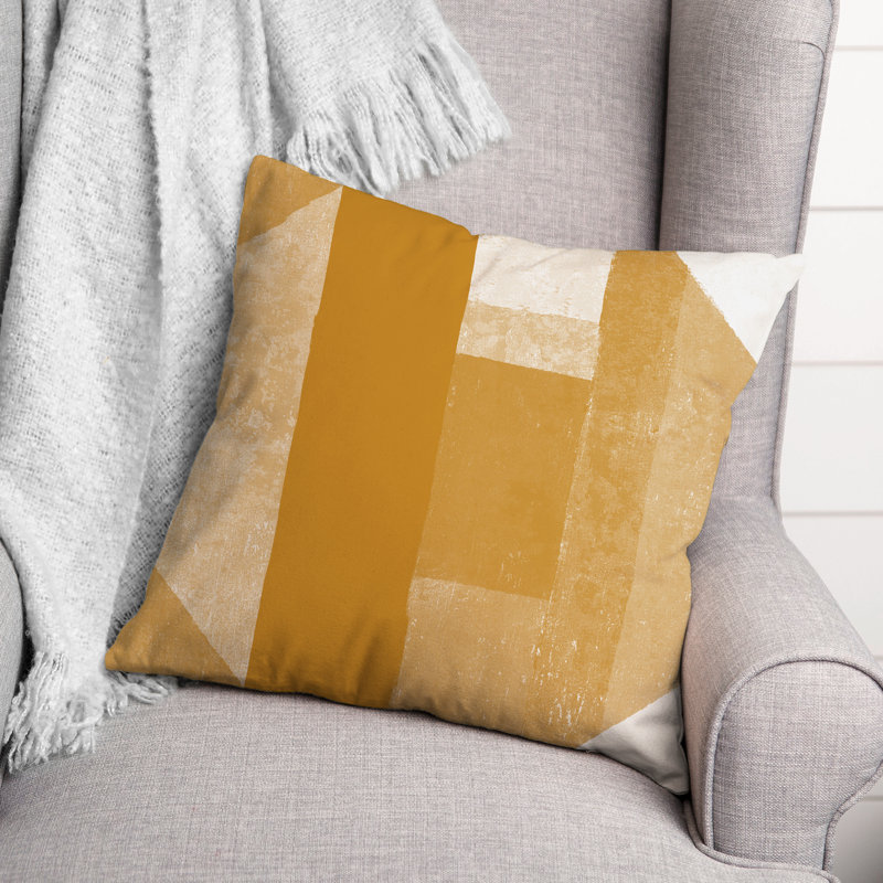 Geometric Outdoor Reversible Throw Pillow, Orange/Yellow