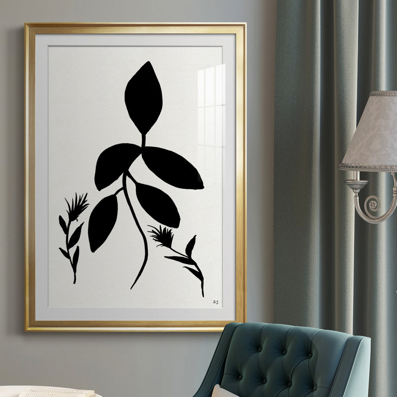 Silhouette Garden I - peinture encadrée, Papier encadré doré, H 30,5 po x l 42,5 po x P 1,5 po