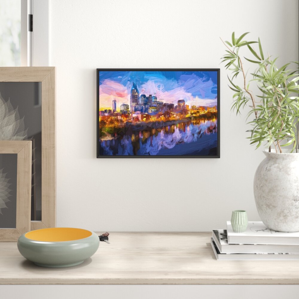 Gerahmtes Wandbild Nashville Skyline Panorama Kunst