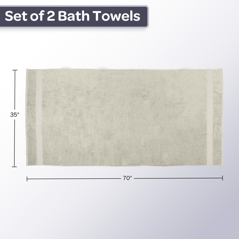 Lavish Home Bath Towels - 2PC 500GSM 100% Cotton Towel Set - 35x70in Extra Large Quick Drying Bath Towels - Absorbent Bath Sheets for Bathroom