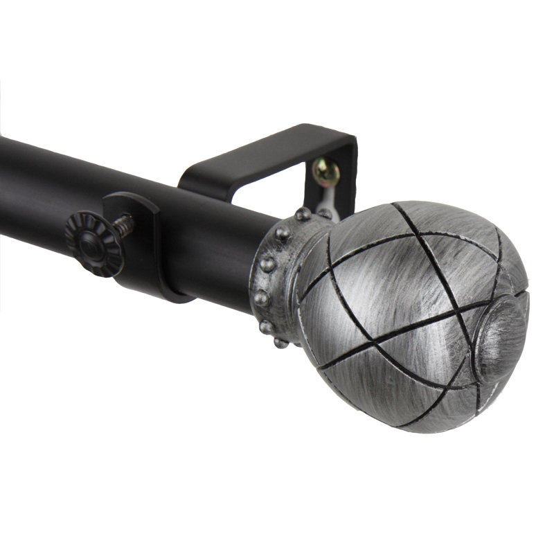 Tringle à rideaux simple réglable 1 "à baie vitrée, 48" - 84", Noir