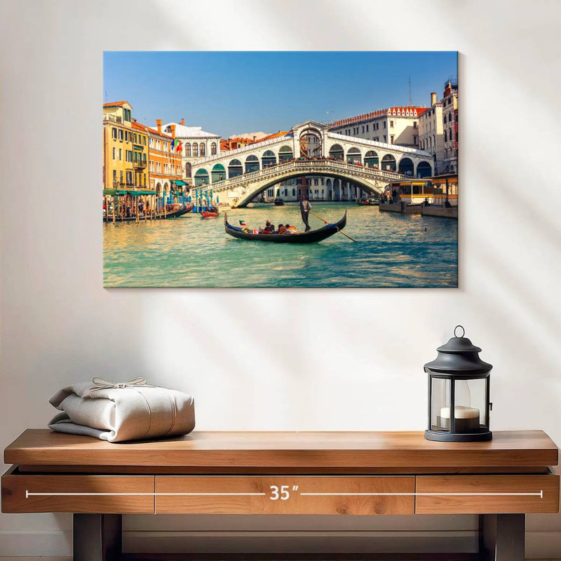 Gondole et pont du Rialto, H 16 po x l 24 po