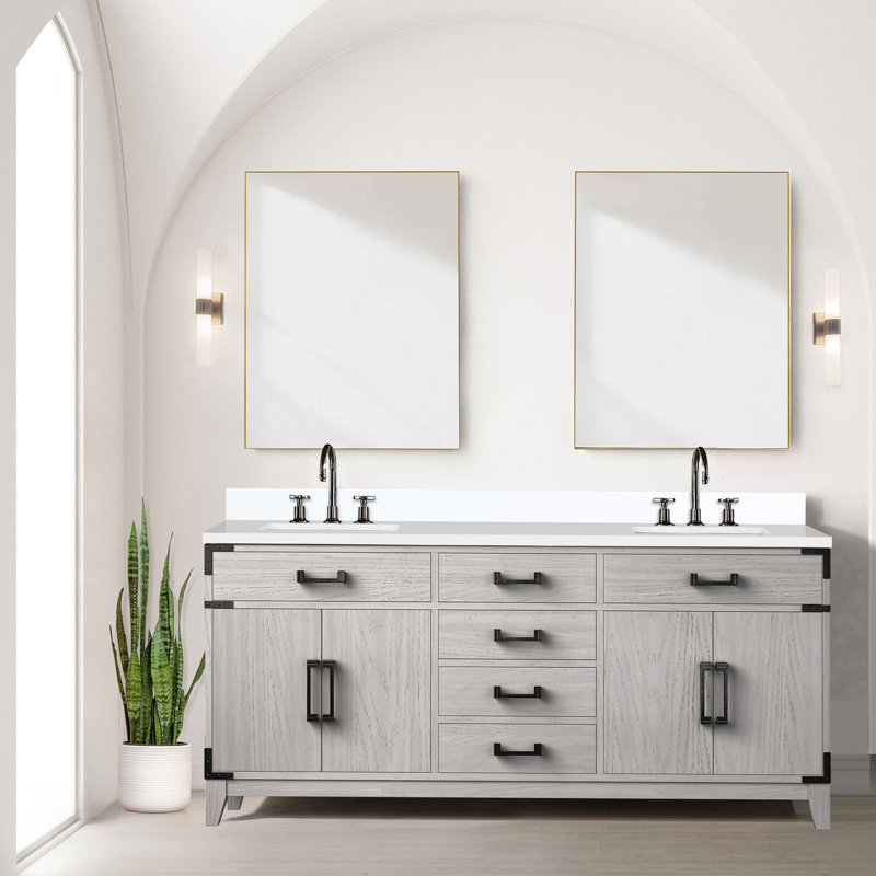 72 po Meuble-lavabo en chêne blanc