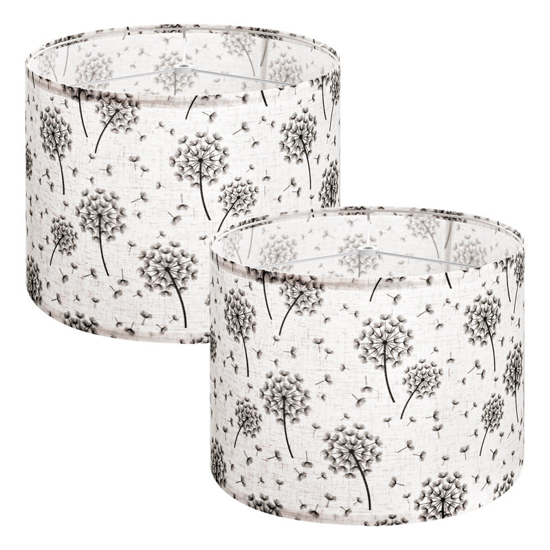 Abat-jour tambour 2 pièces, haut 13 po x bas 13 po x 10 po haut, abat-jour tambour moyen, abat-jour de remplacement pour lampes de table, assemblage facile requis (motif pissenlit clair)