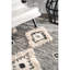 Tapis gris en laine noué à la main à motif de treillis marocain à frange Adi-1239084503