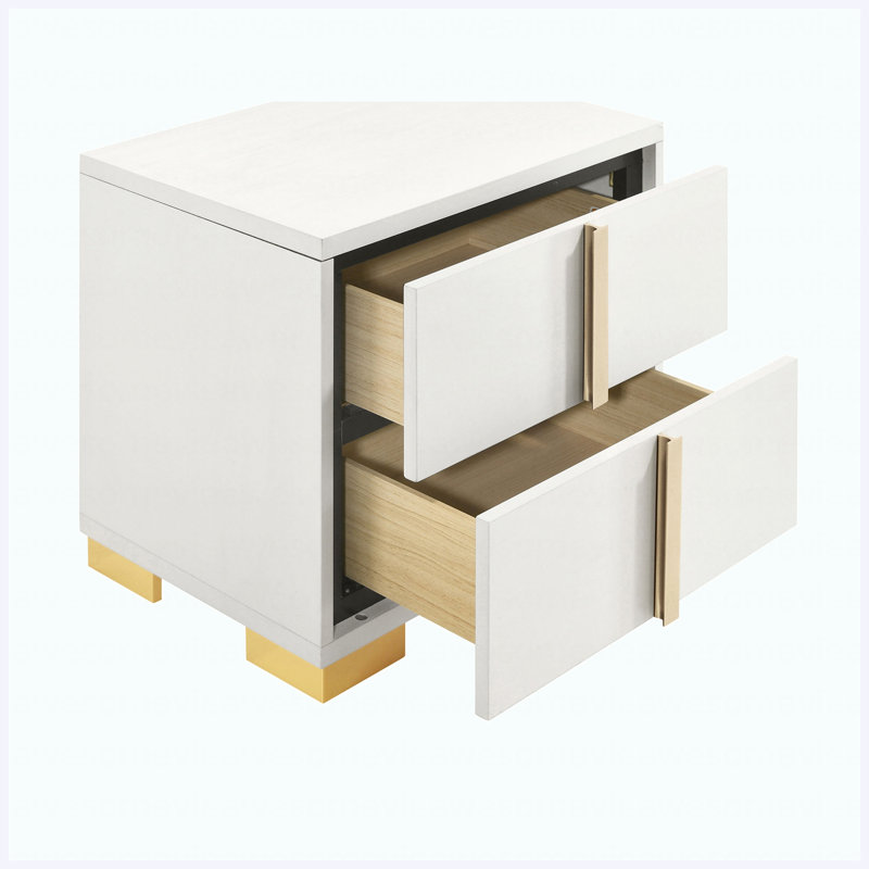 Ensemble de chambre à coucher simple 5 pièces White, White, 5 Pcs: Bed, Nightstand, 2 Dressers, Mirror, Twin