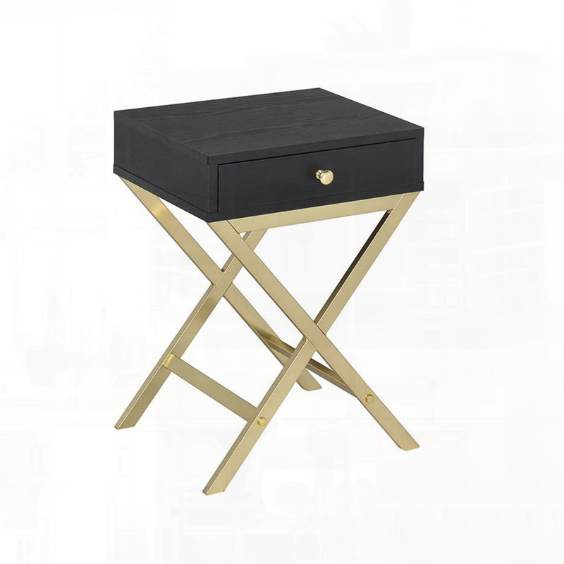 Table d'appoint avec plateau blanc et base en laiton