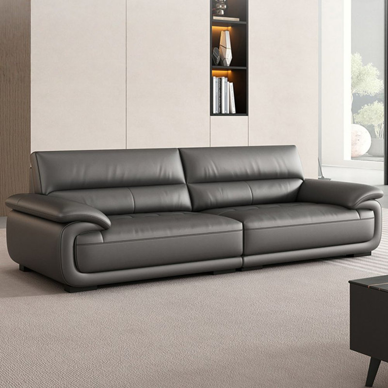 Dark grey Genuine Leather Modular Modern sofa, 33.46" H x 110.24" W x 37.4" D, 4