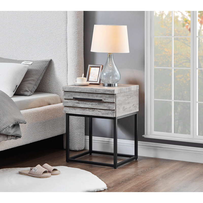 Sacheen End Table with Storage, Gray